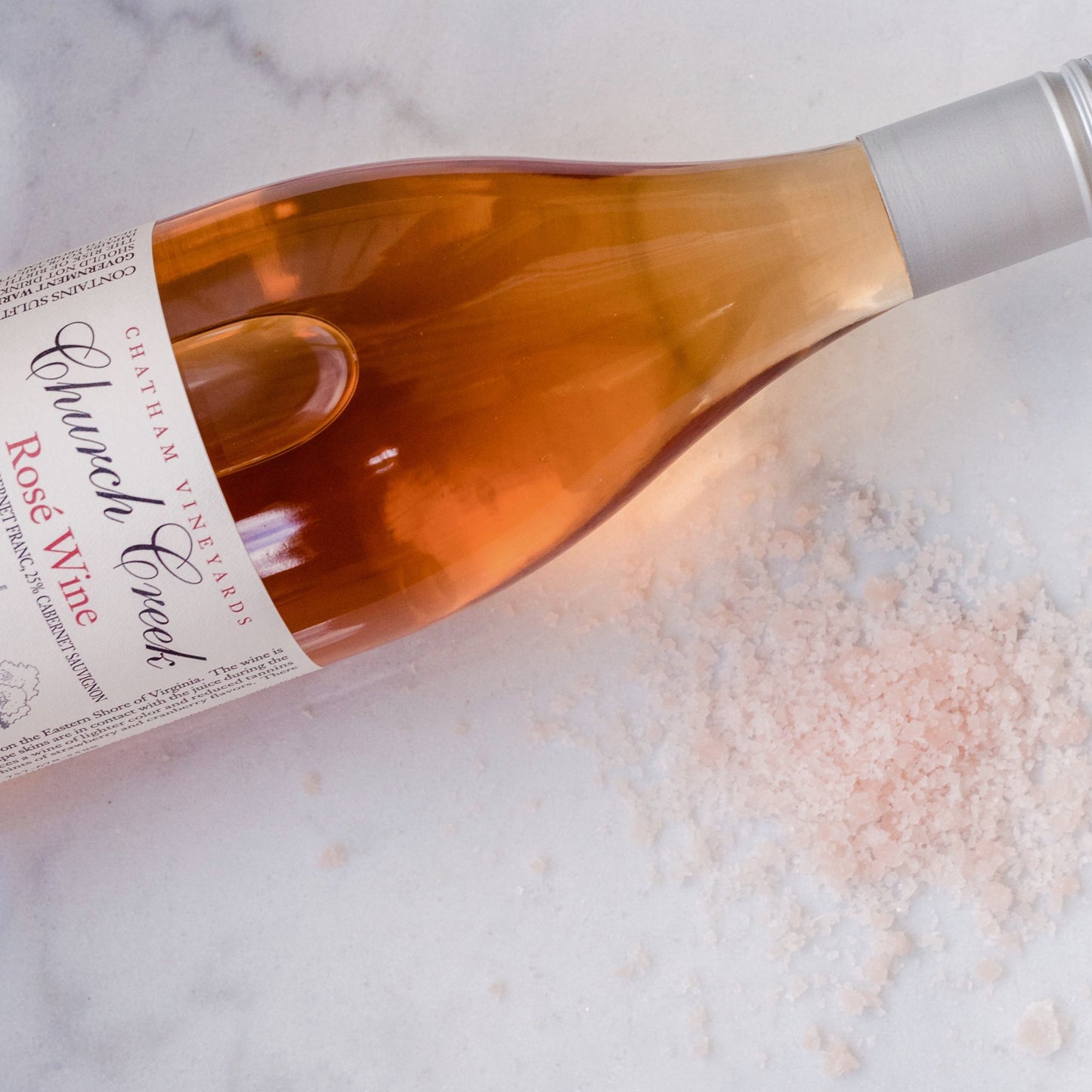 Barrier Islands Salt Co. Rosé Infused Salt Pile with Wine Bottle