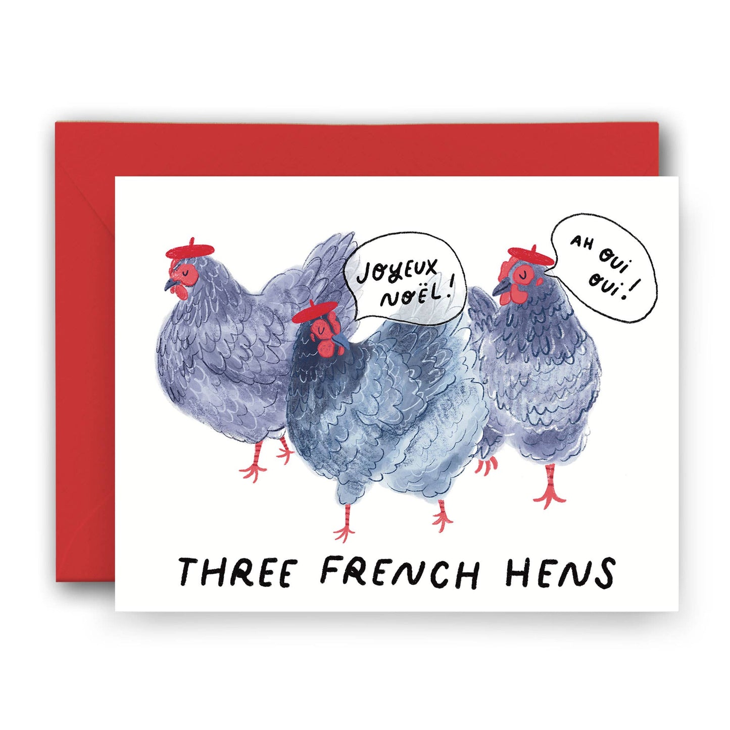 Three French Hens Christmas Card