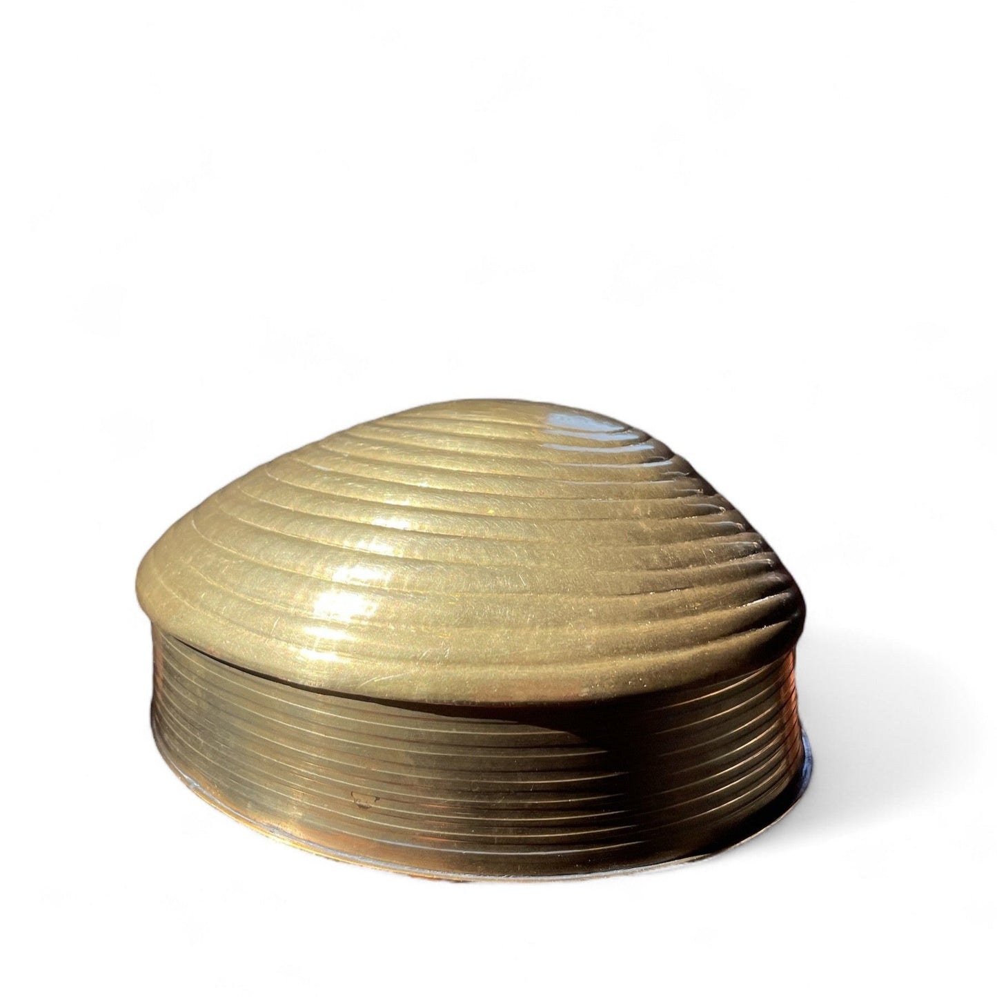 Vintage Brass Clam Shell Box