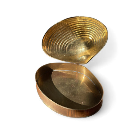 Vintage Brass Clam Shell Box