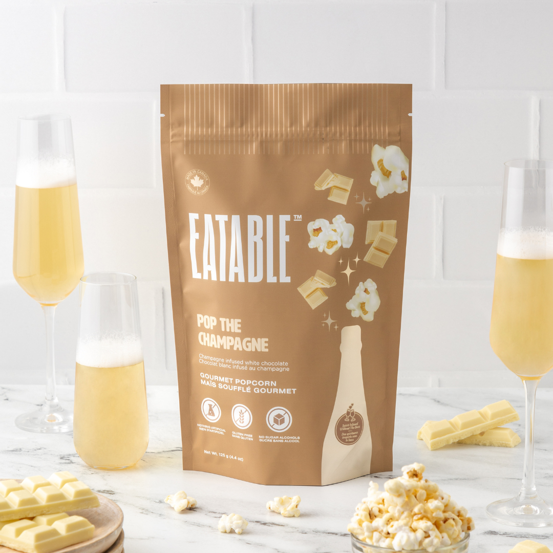 'Pop the Champagne' White Chocolate Popcorn